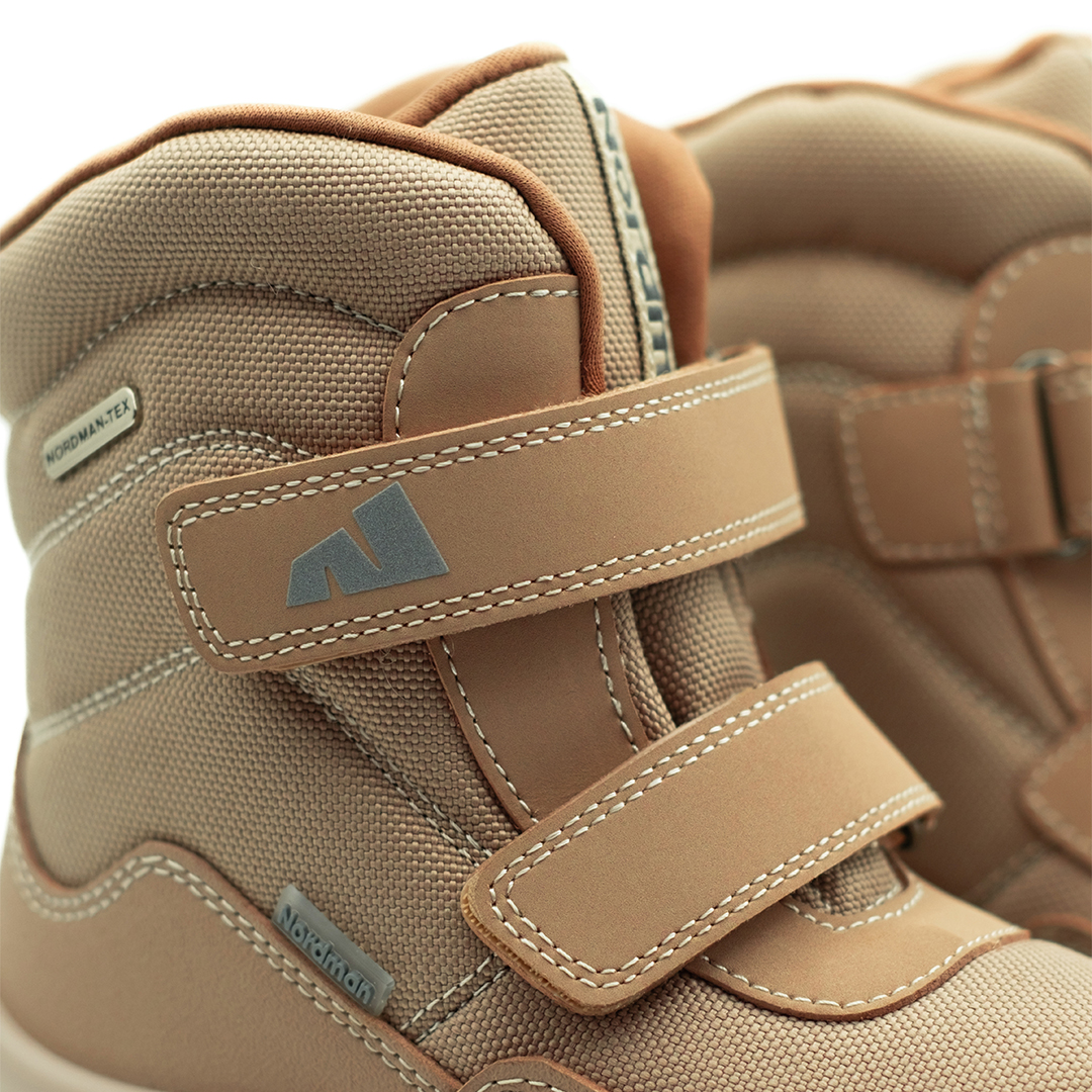 Детские зиммние ботинки Cosmo на двух липучках бежевые - фото 4