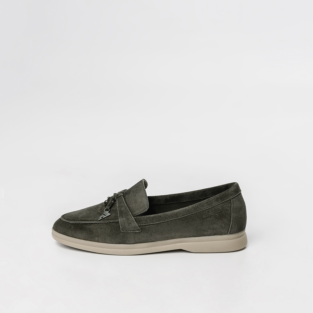 Женские лоферы цвет хаки - фото 6