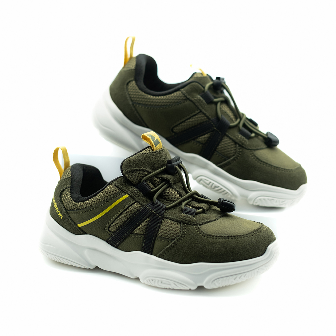 Детские кроссовки из натуральной кожи цвет хаки - фото 1