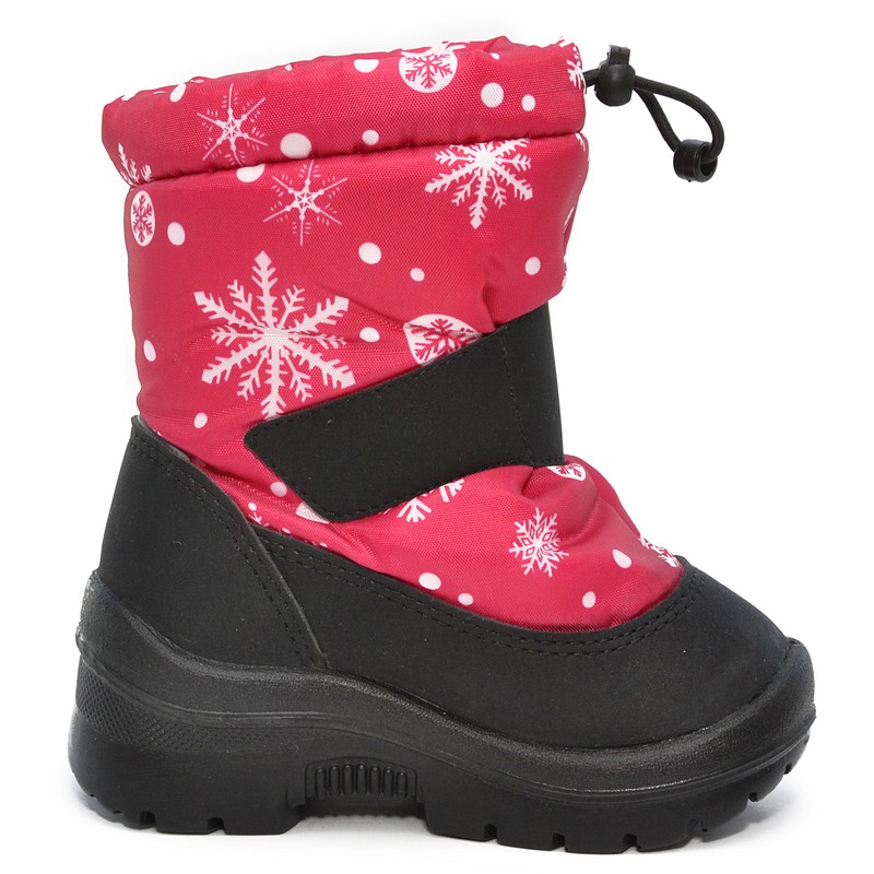 Зимние детские сапоги Nordman Mini на затяжке Темно-розовые со снежинками - фото 6