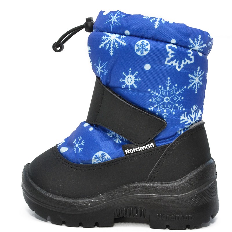 Зимние детские сапоги Nordman Mini на затяжке васильковые со снежинками - фото 4