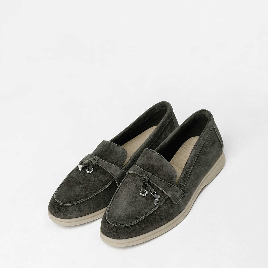 Женские лоферы цвет хаки - фото 4