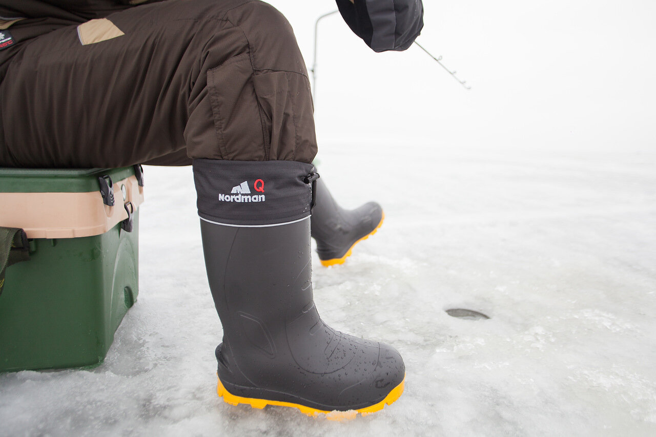 Сапоги Nordman Quaddro с защищенной подошвой ТЭП c шипами и флисовым вкладышем до -70С черные с желтым - фото 9