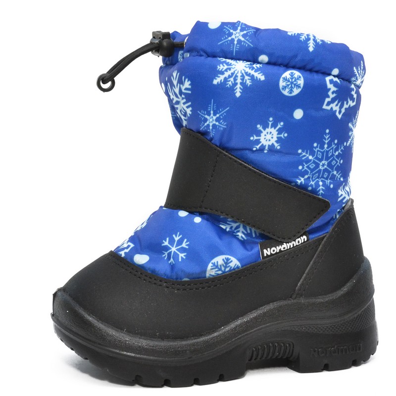 Зимние детские сапоги Nordman Mini на затяжке васильковые со снежинками - фото 3