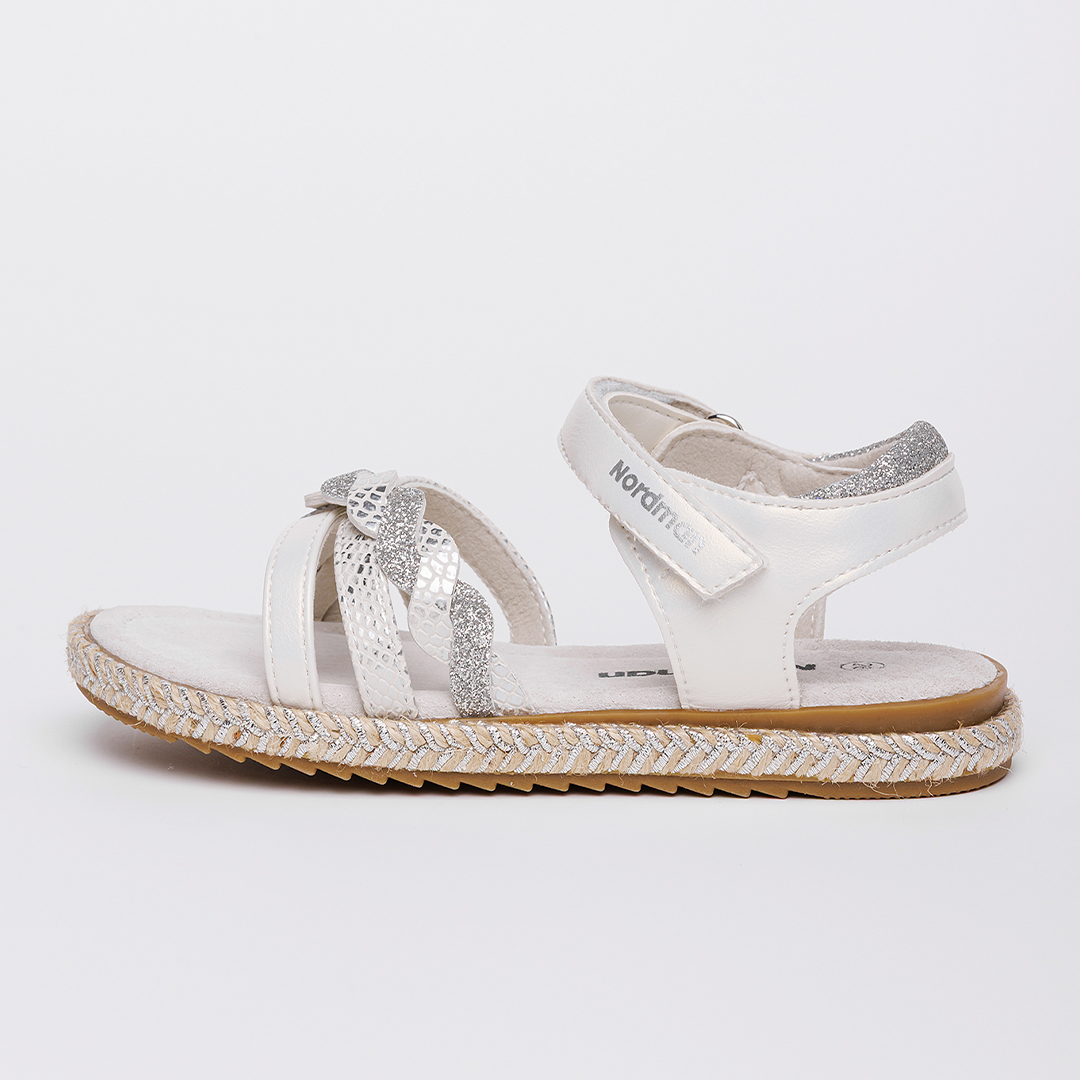 Детские летние босоножки Nordman белые с серебряным - фото 2