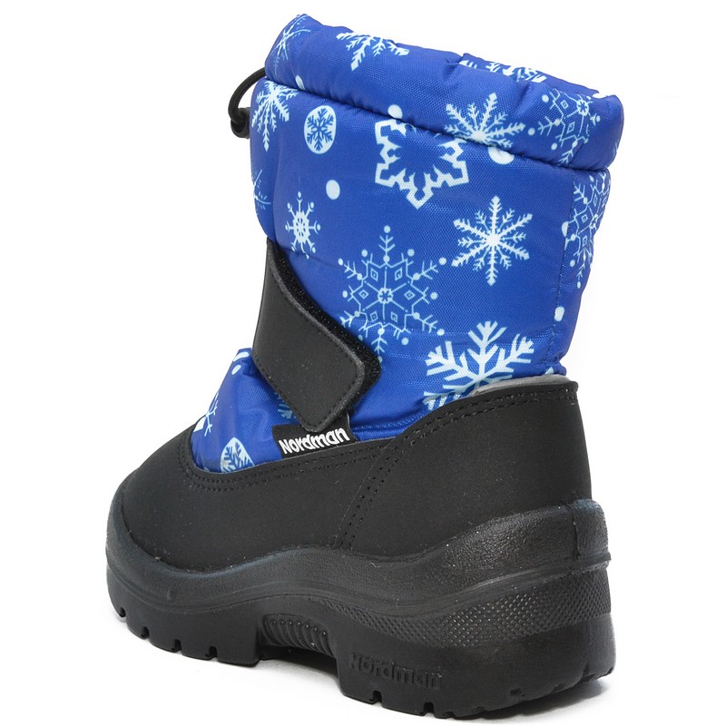 Зимние детские сапоги Nordman Mini на затяжке васильковые со снежинками - фото 5
