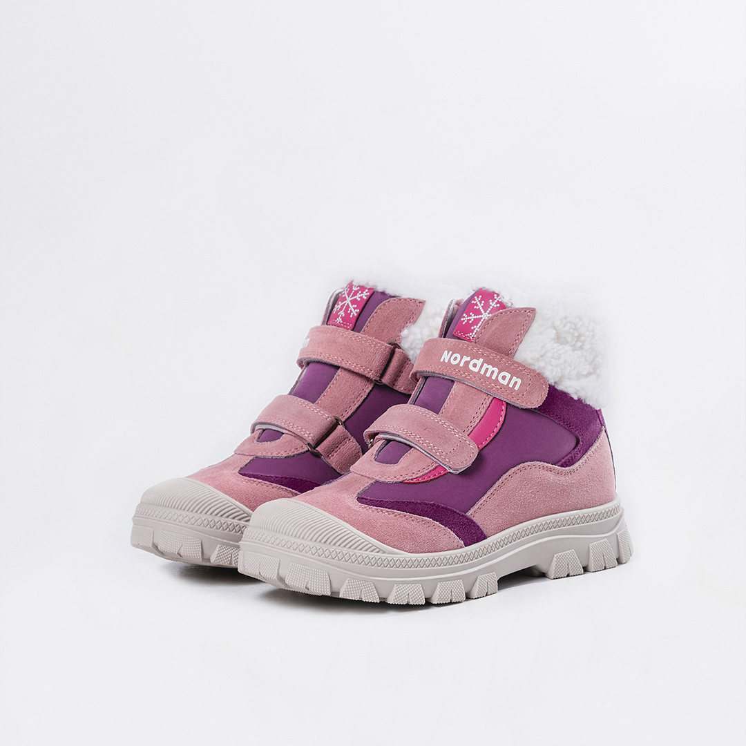 Ботинки Nordman зимние на двух липучках цвет розовый - фото 1