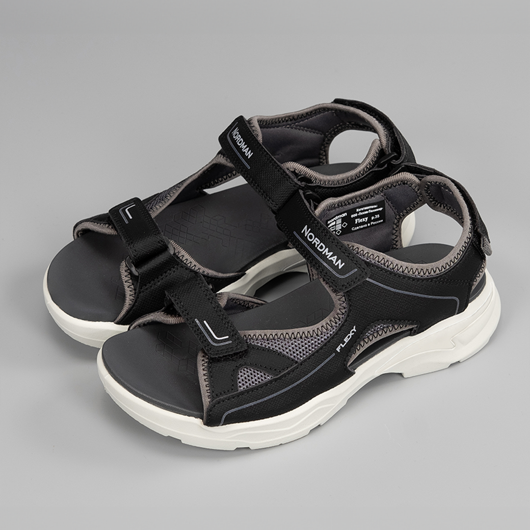 Детские летние сандалии чёрно-серые - фото 5