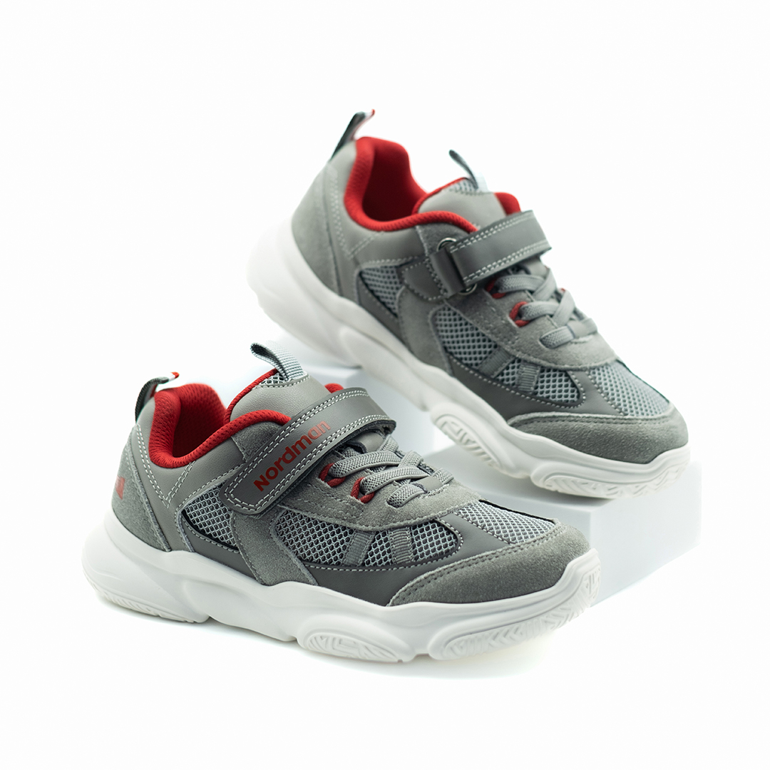 Детские кроссовки из натуральной кожи серые - фото 1