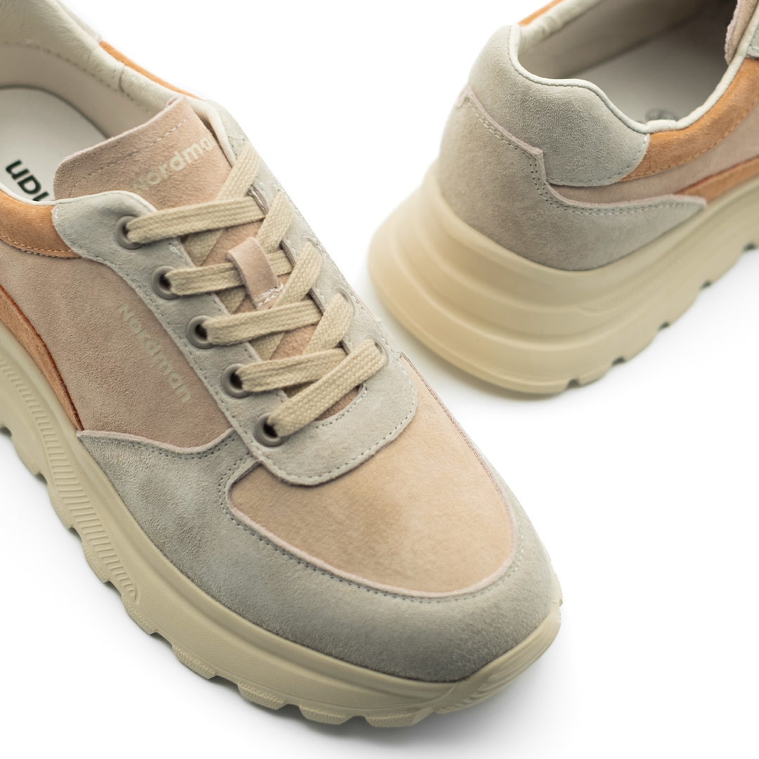 Кроссовки Nordman женские бежевые c серым - фото 3
