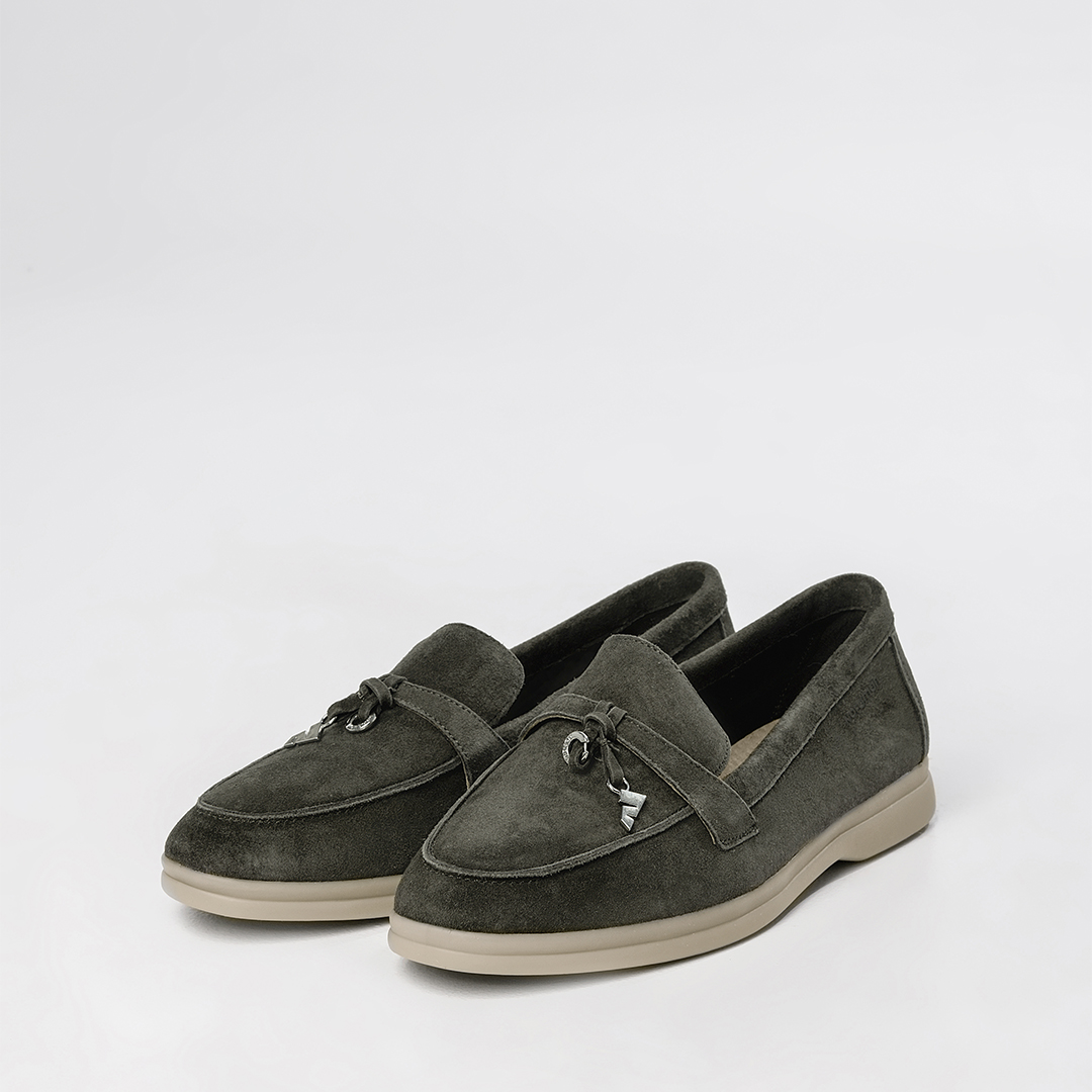 Женские лоферы цвет хаки - фото 3