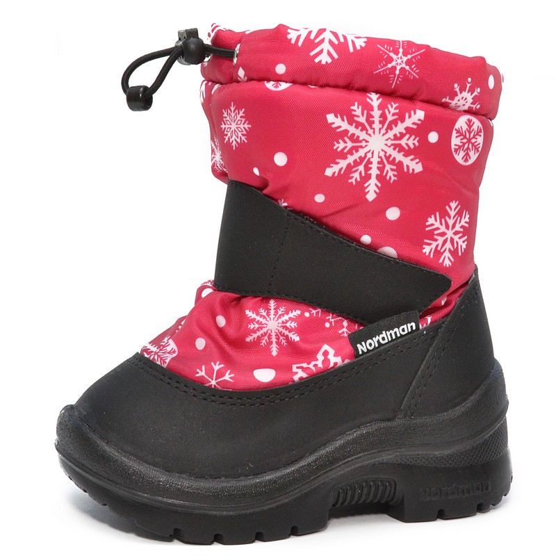 Зимние детские сапоги Nordman Mini на затяжке Темно-розовые со снежинками - фото 3
