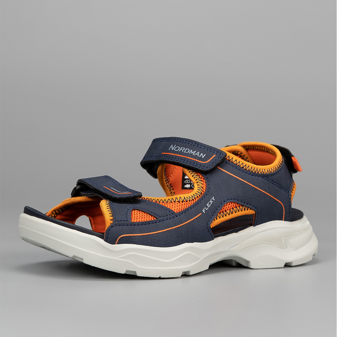 Детские летние сандалии оранжево-синие - фото 6