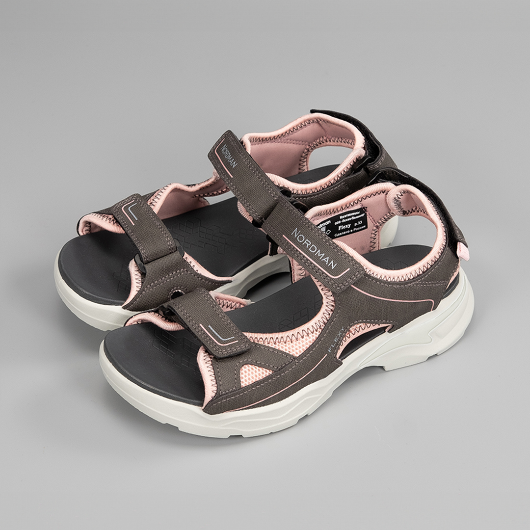 Детские летние сандалии серо-розовые - фото 5