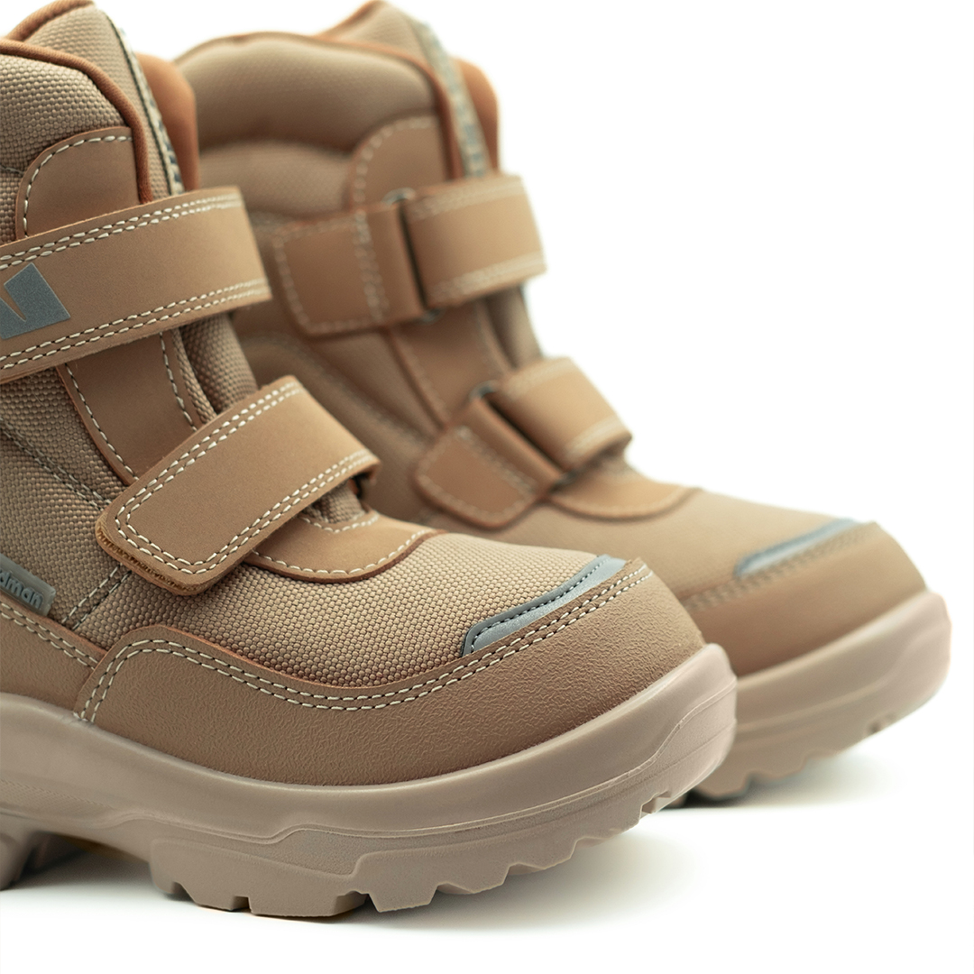 Детские зиммние ботинки Cosmo на двух липучках бежевые - фото 3