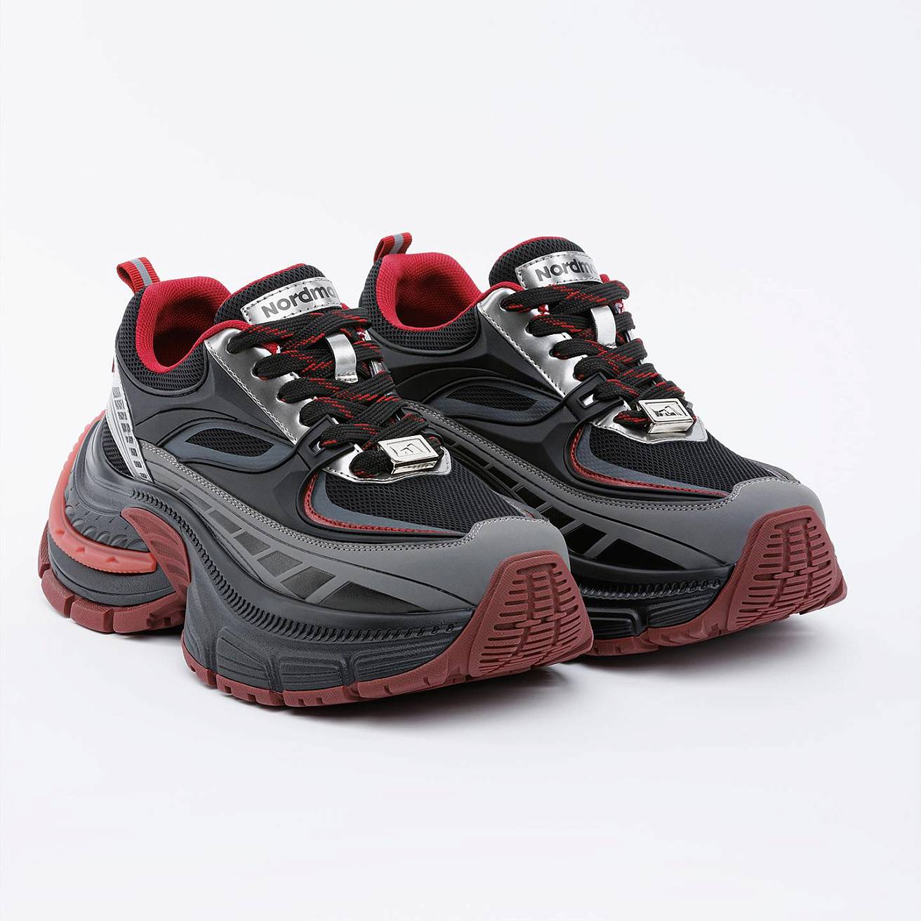 Женские кроссовки Nordman черные с красным - фото 1