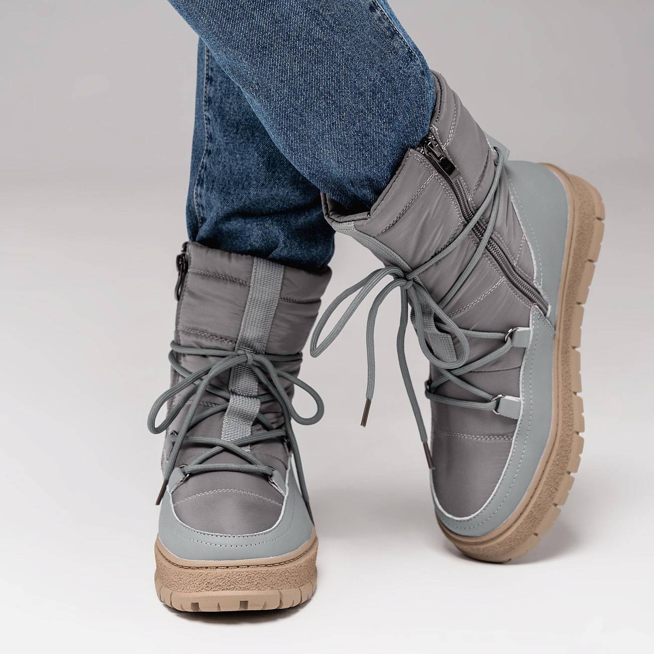 Nordman дутики со шнурком-завязкой цвет серый - фото 3