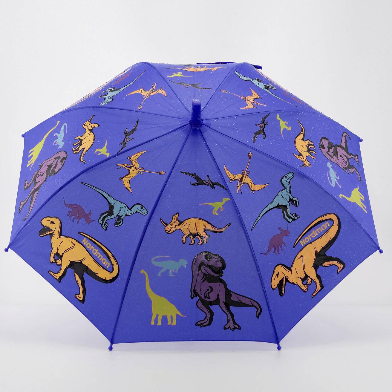 Зонт-трость цвет синий/принт динзавры - фото 2