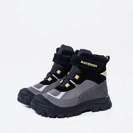 Ботинки Nordman зимние на липучке и шнурках цвет серый