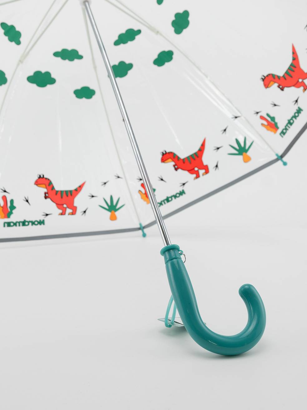 Зонт-трость прозрачный /принт динозавры - фото 5