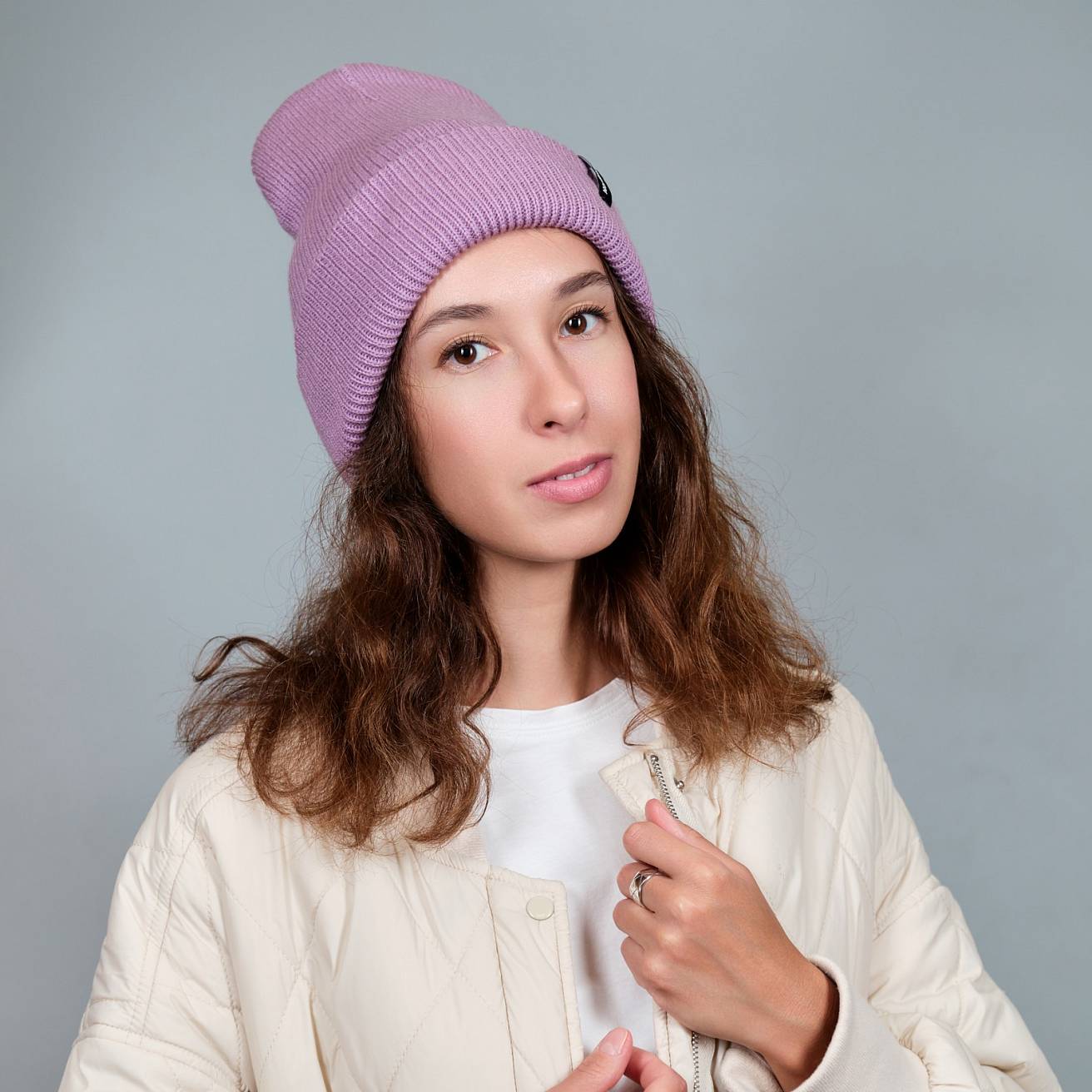 Шапка вязаная Nordman цвет сиреневый - фото 3