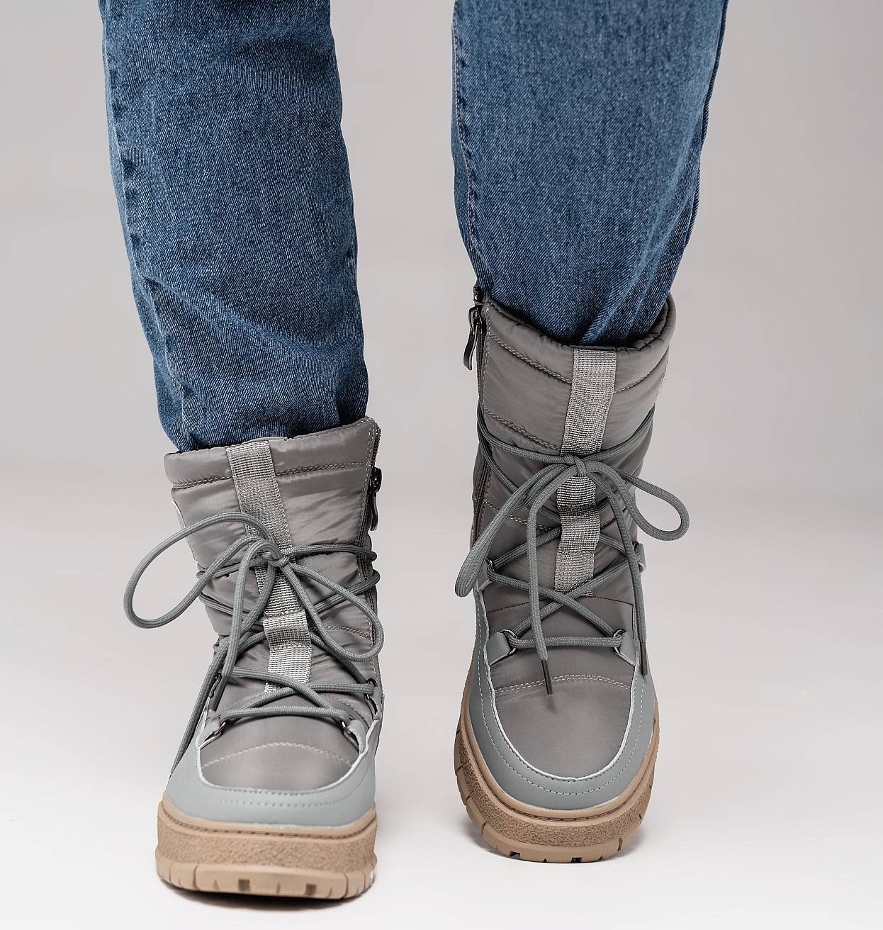 Nordman дутики со шнурком-завязкой цвет серый - фото 2