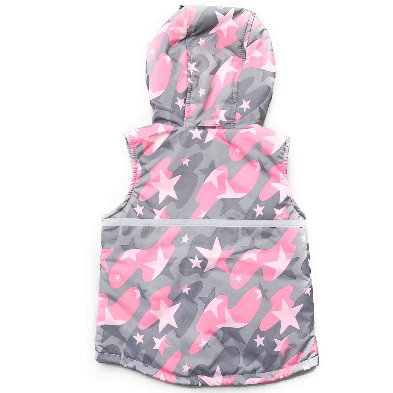 Жилетка с капюшоном розовые звезды на сером - фото 3