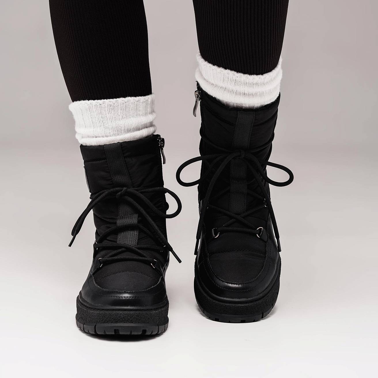 Nordman дутики со шнурком-завязкой цвет черный - фото 2