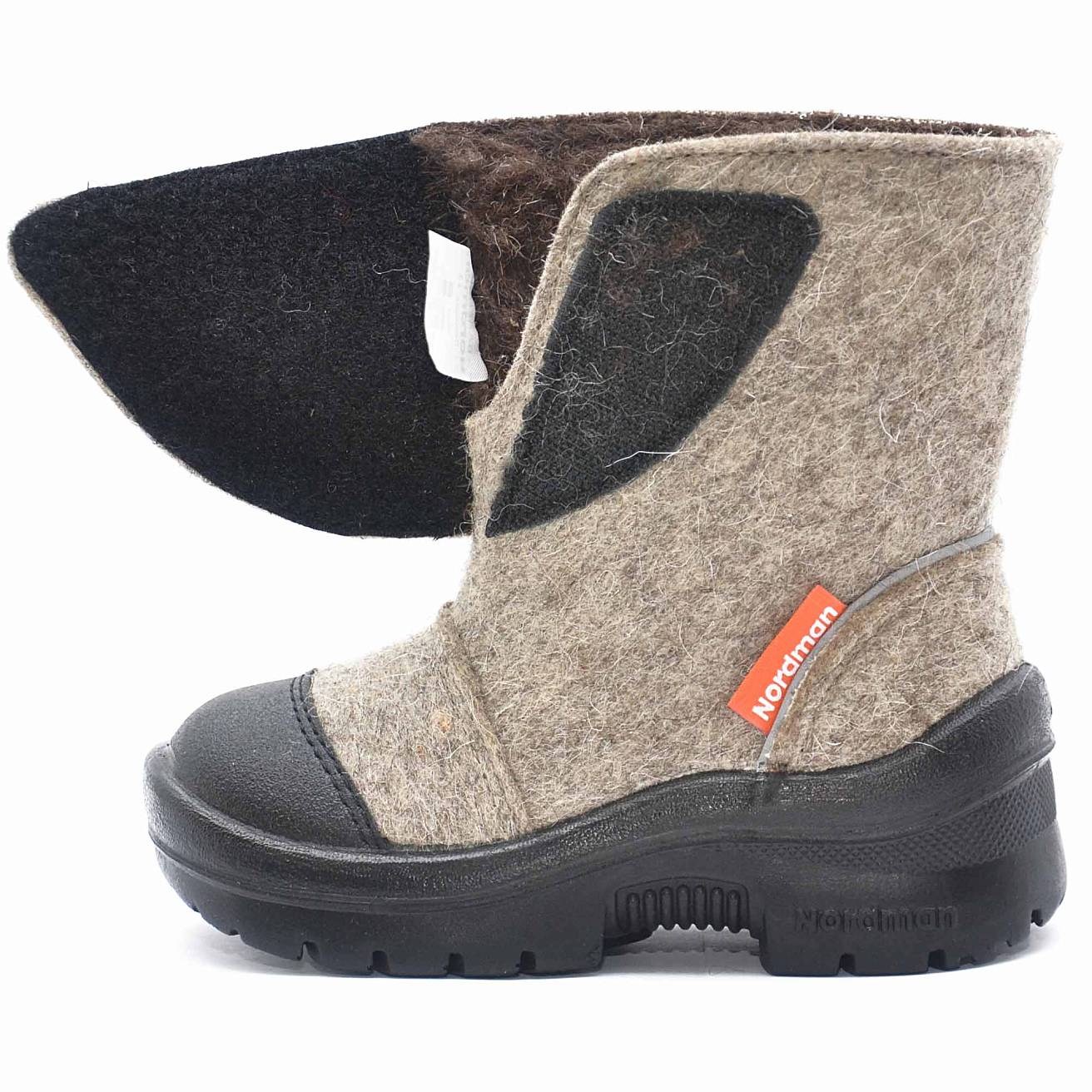 Валенки Nordman c натуральным мехом на липучке с рисунком снеговик - фото 6