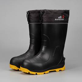 Сапоги Nordman Quaddro с защищенной подошвой ТЭП с шипами и меховым вкладышем до -50С черные с желтым