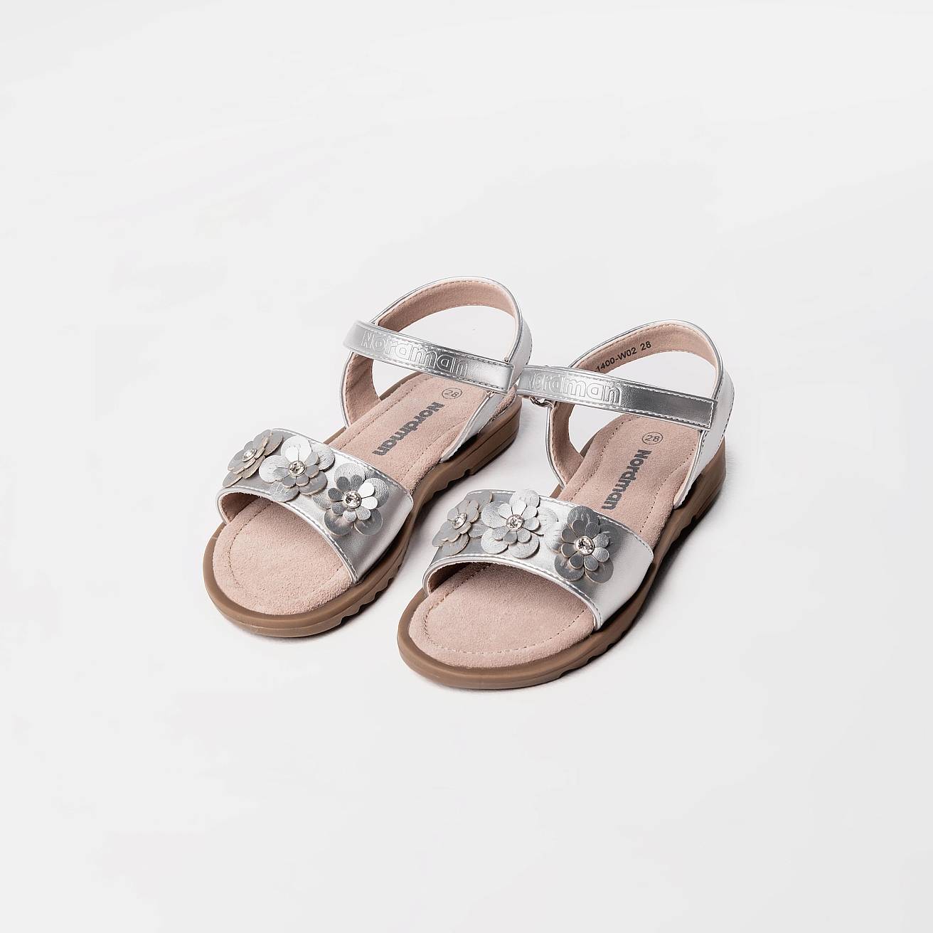 Босоножки детские летние серебряные - фото 4