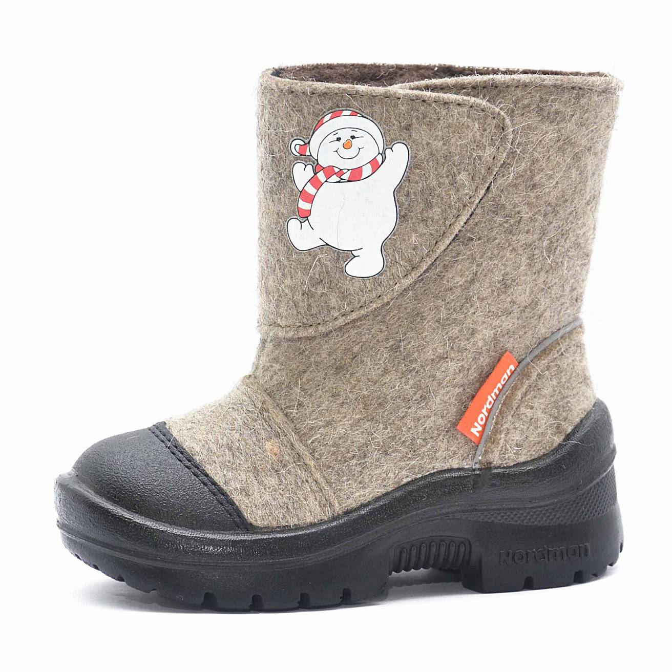 Валенки Nordman c натуральным мехом на липучке с рисунком снеговик - фото 2