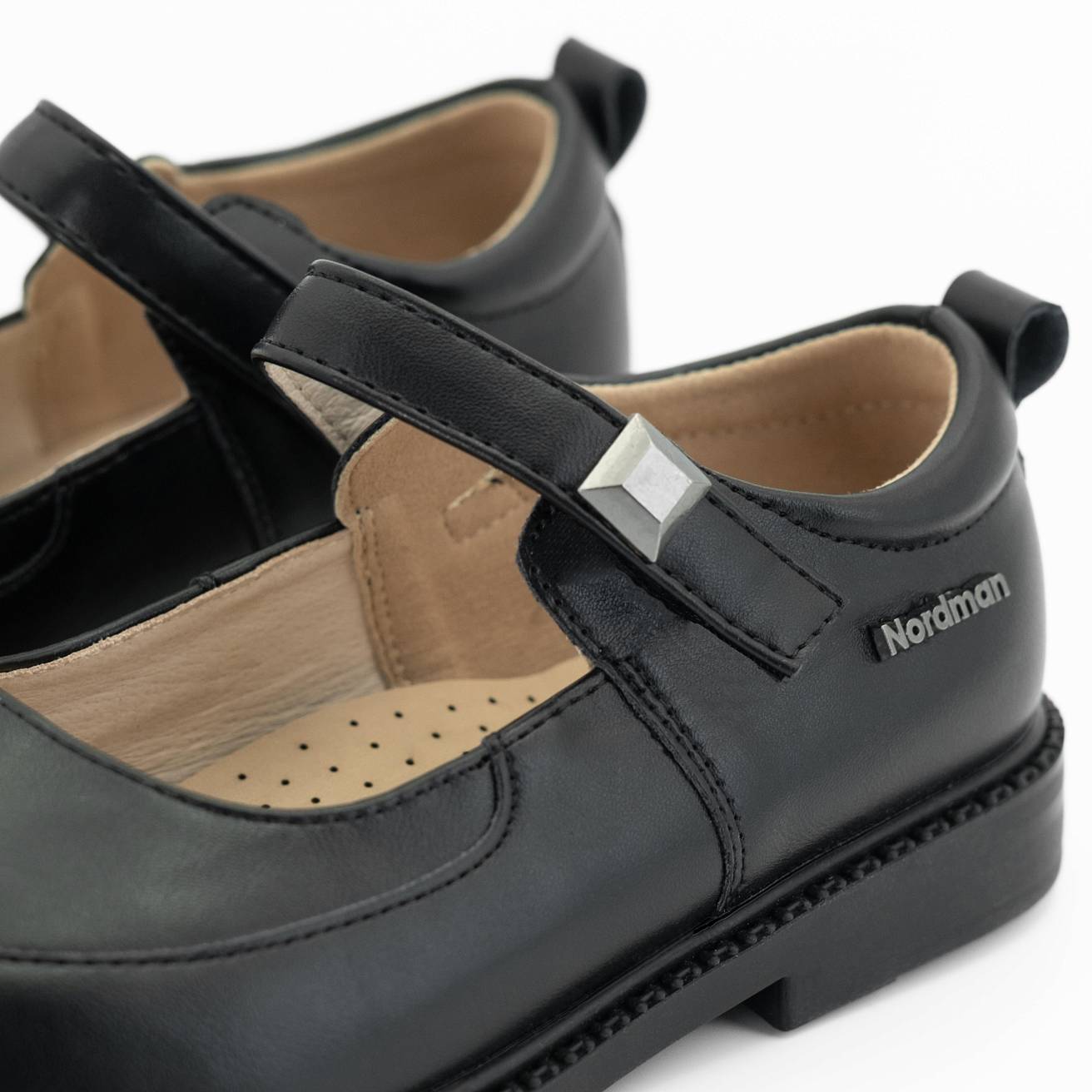 Туфли Nordman для девочек с ремешком цвет черный - фото 2
