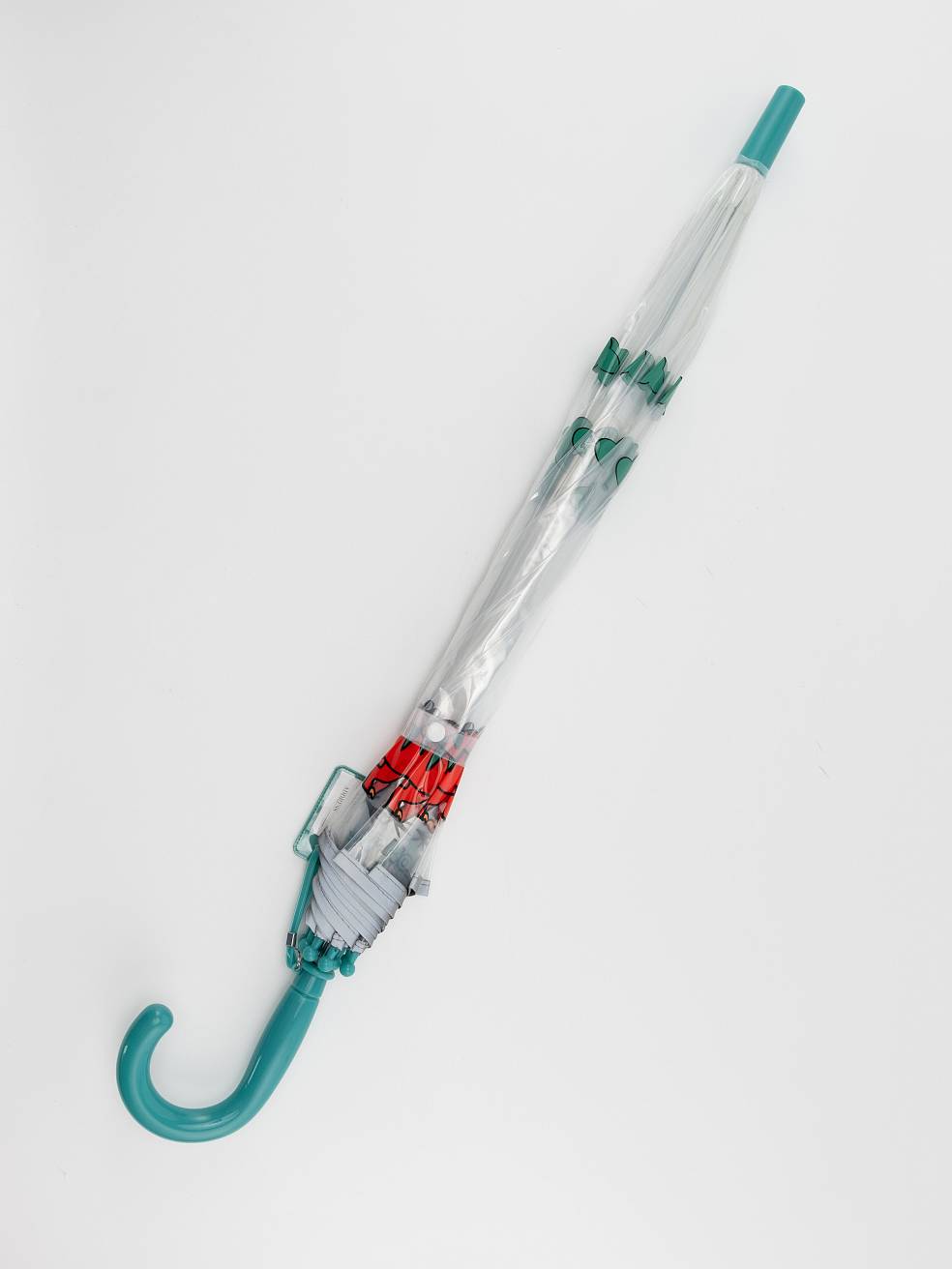 Зонт-трость прозрачный /принт динозавры - фото 6