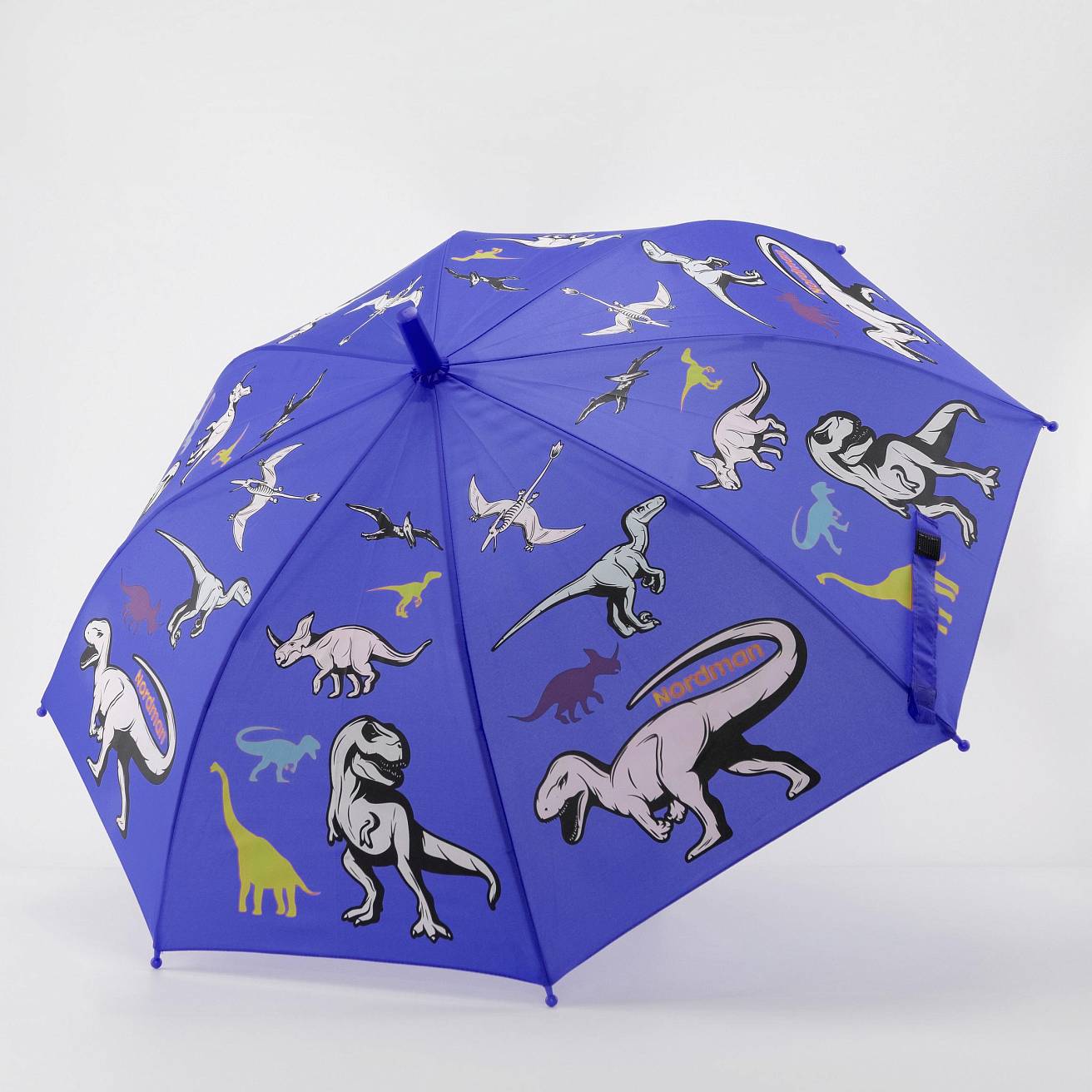 Зонт-трость цвет синий/принт динзавры - фото 3
