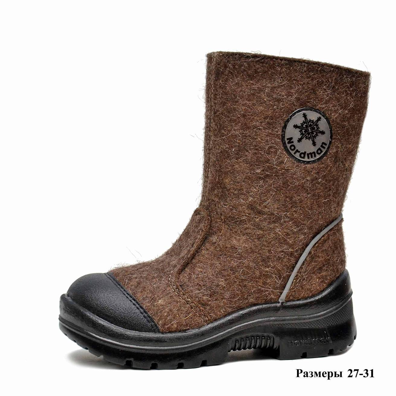 Валенки Nordman c натуральным мехом на молнии коричневые - фото 2