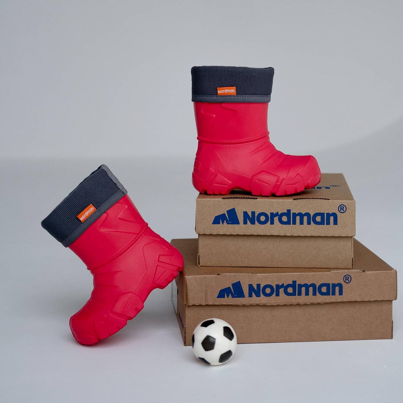 Сапоги детские Nordman Kids со съемным флисовым утеплителем красные - фото 1