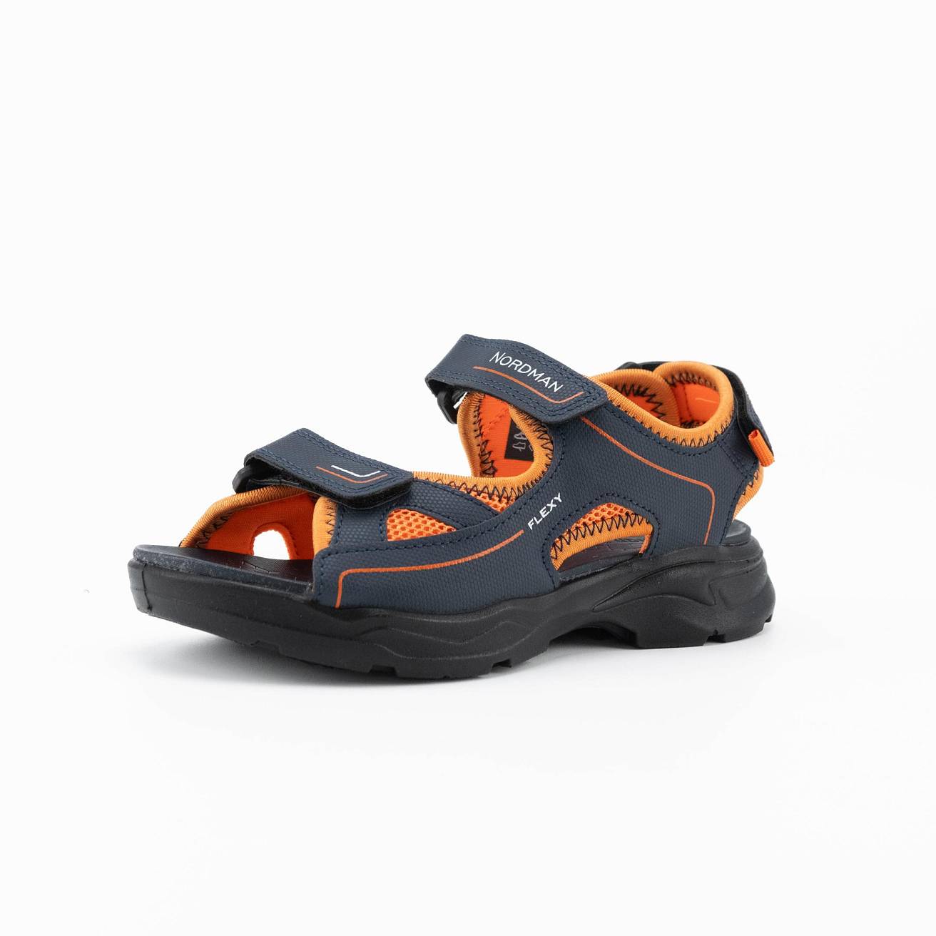 Детские летние сандалии темно-синие с оранжевым - фото 6
