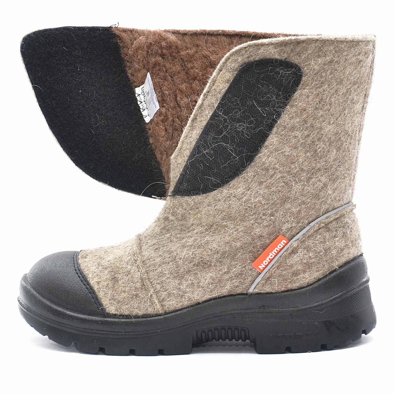 Валенки Nordman c натуральным мехом на липучке темно-серые - фото 6