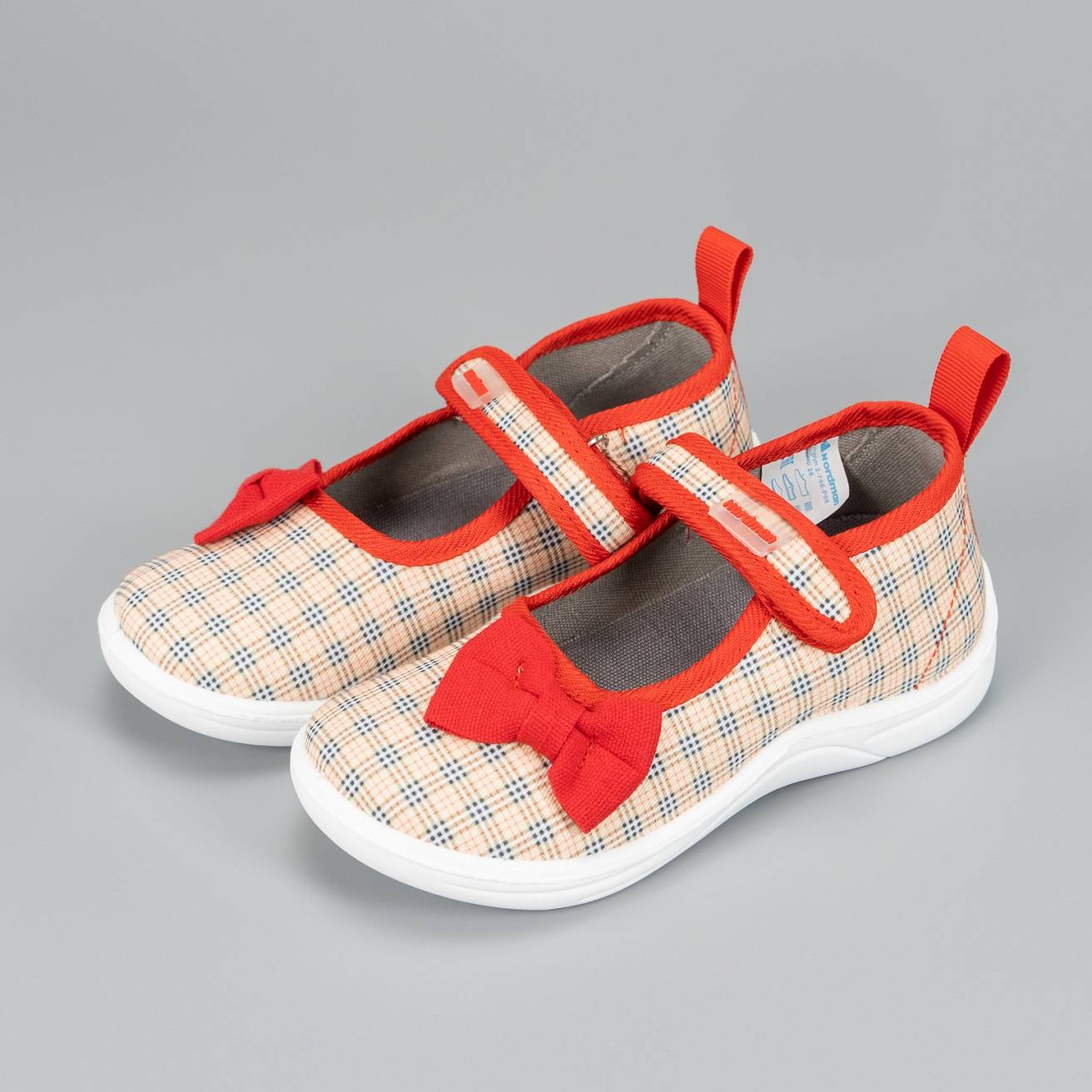 Тапочки детские Nordman Stars бежевые в клетку - фото 6