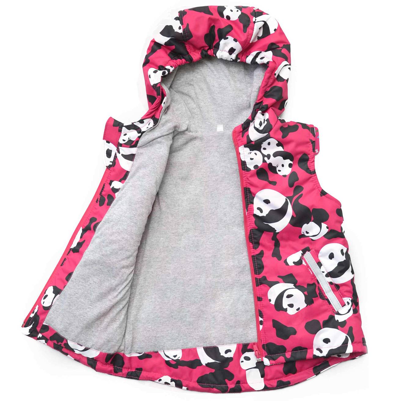 Жилетка с капюшоном фуксия панды - фото 2