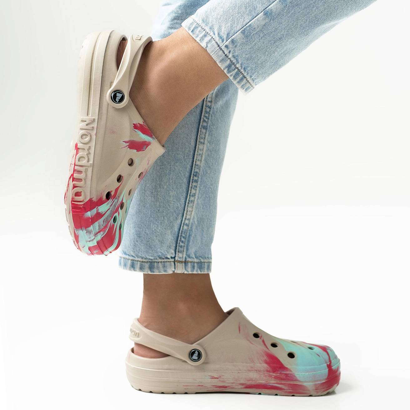 Сабо из ЭВА Nordman Shark цвет бежевый с модуляцией розовый с голубым - фото 3