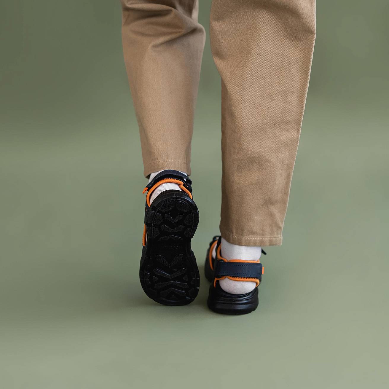 Детские летние сандалии темно-синие с оранжевым - фото 3