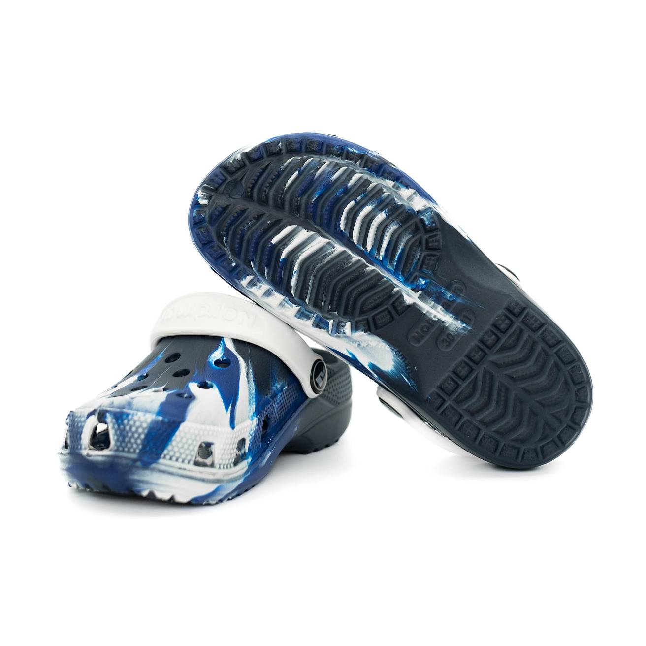 Сабо из ЭВА Nordman Schlöps бежевые с модуляцией бело-синей - фото 2