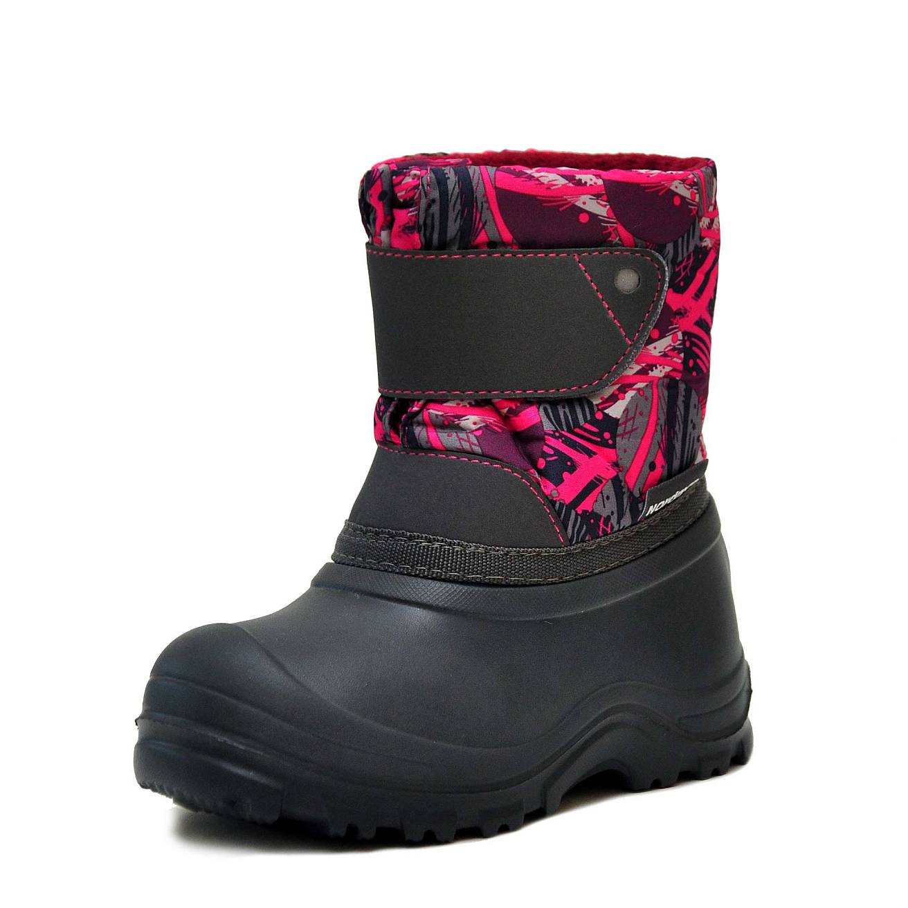 Сноубутсы Nordman Joy из ЭВА на липучке серо-розовые c серой подошвой - фото 3