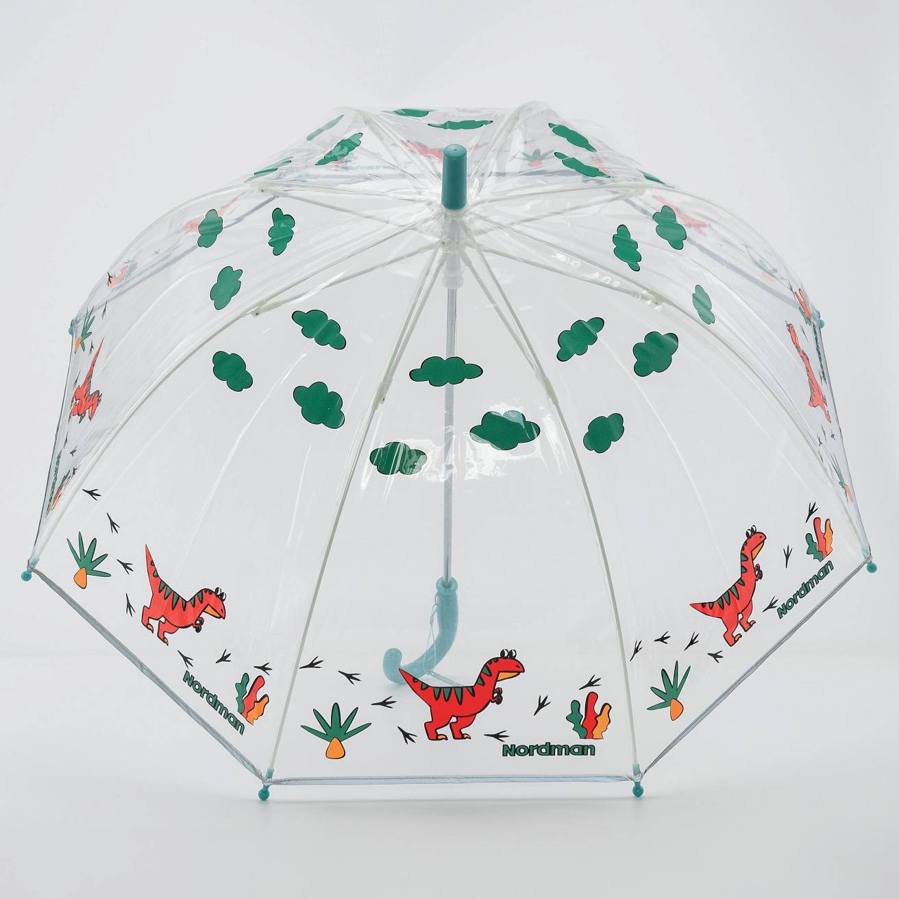 Зонт-трость прозрачный /принт динозавры - фото 2
