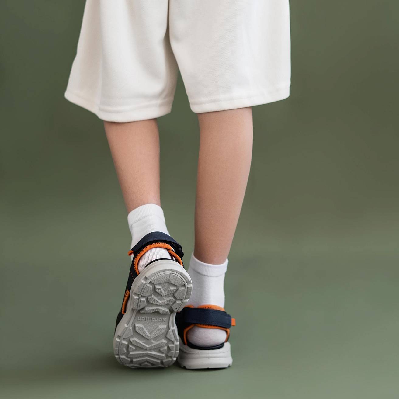 Детские летние сандалии оранжево-синие - фото 3