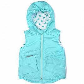 Фото Жилетка с капюшоном бирюзовая