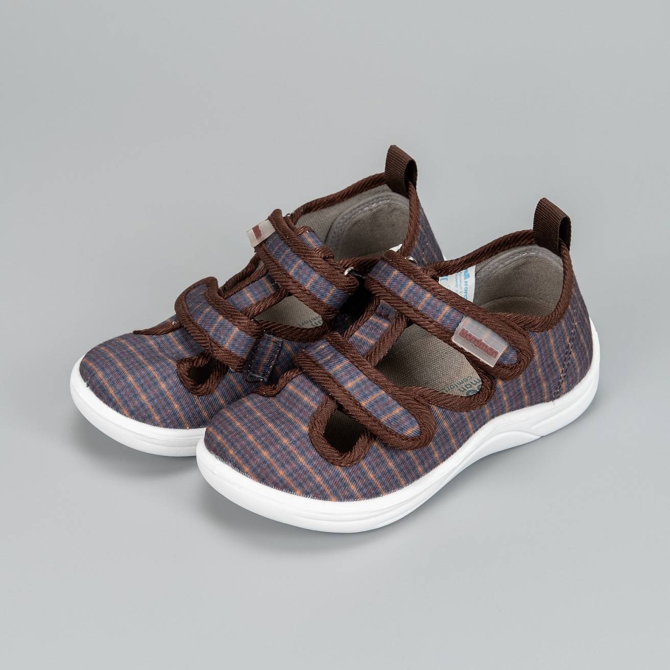 Тапочки детские Nordman Stars коричневая клетка - фото 6