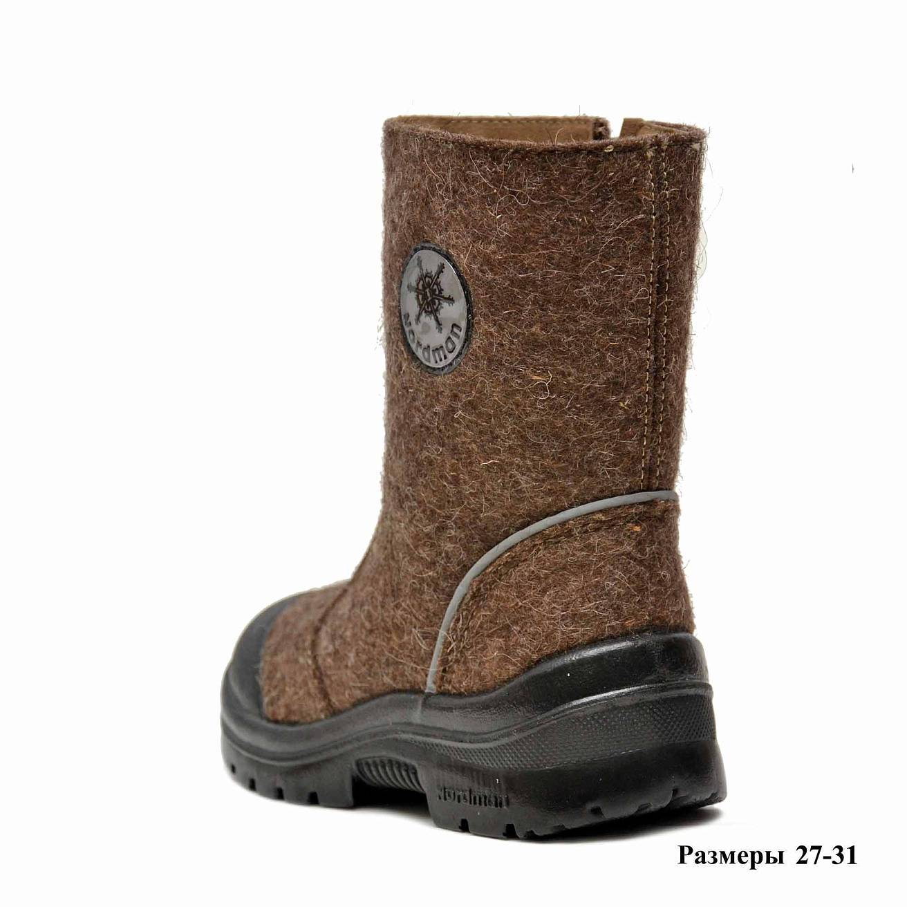 Валенки Nordman c натуральным мехом на молнии коричневые - фото 9